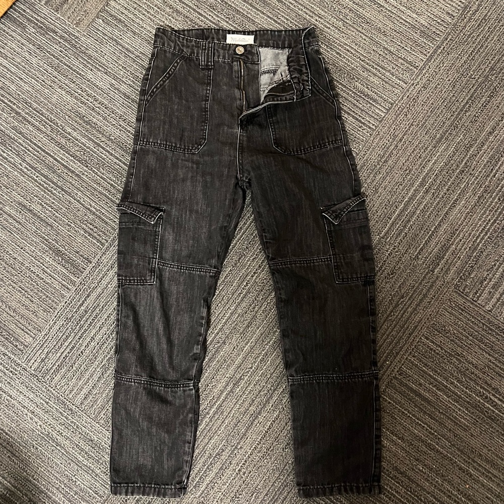 Black denim cargos